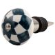 Dark Green Check Ceramic Wine Stopper
